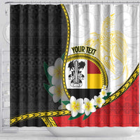 Personalised PNG Madang Provins Shower Curtain Papua New Guinea Plumeria Melanesian Pattern - Polynesian Pride