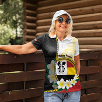 Personalised PNG Madang Provins Women Polo Shirt Papua New Guinea Plumeria Melanesian Pattern - Polynesian Pride