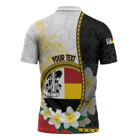 Personalised PNG Madang Provins Zipper Polo Shirt Papua New Guinea Plumeria Melanesian Pattern - Polynesian Pride
