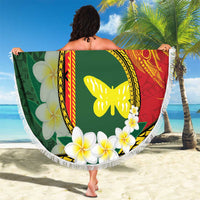 Personalised PNG Oro Provins Beach Blanket Papua New Guinea Plumeria Melanesian Pattern - Polynesian Pride