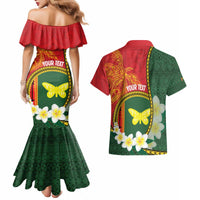 Personalised PNG Oro Provins Couples Matching Mermaid Dress and Hawaiian Shirt Papua New Guinea Plumeria Melanesian Pattern - Polynesian Pride