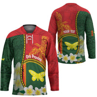 Personalised PNG Oro Provins Hockey Jersey Papua New Guinea Plumeria Melanesian Pattern - Polynesian Pride