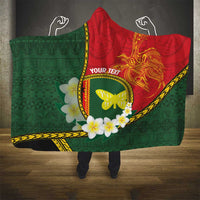 Personalised PNG Oro Provins Hooded Blanket Papua New Guinea Plumeria Melanesian Pattern - Polynesian Pride