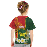 Personalised PNG Oro Provins Kid T Shirt Papua New Guinea Plumeria Melanesian Pattern - Polynesian Pride