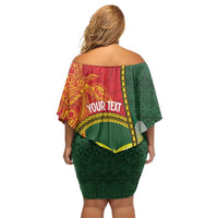 Personalised PNG Oro Provins Off Shoulder Short Dress Papua New Guinea Plumeria Melanesian Pattern - Polynesian Pride