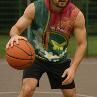 Personalised PNG Oro Provins Sleeveless Hoodie Papua New Guinea Plumeria Melanesian Pattern - Polynesian Pride