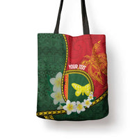 Personalised PNG Oro Provins Tote Bag Papua New Guinea Plumeria Melanesian Pattern - Polynesian Pride