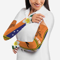 Personalised PNG Niu Ailan Arm Sleeves Papua New Guinea Plumeria Melanesian Pattern - Polynesian Pride