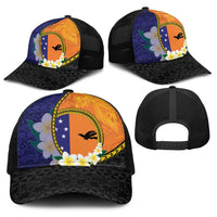 PNG Niu Ailan Baseball Net Cap Papua New Guinea Plumeria Melanesian Pattern - Polynesian Pride