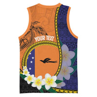 Personalised PNG Niu Ailan Basketball Jersey Papua New Guinea Plumeria Melanesian Pattern - Polynesian Pride