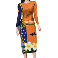 Personalised PNG Niu Ailan Family Matching Long Sleeve Bodycon Dress and Hawaiian Shirt Papua New Guinea Plumeria Melanesian Pattern - Polynesian Pride