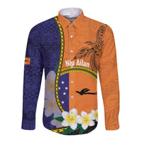 Personalised PNG Niu Ailan Long Sleeve Button Shirt Papua New Guinea Plumeria Melanesian Pattern - Polynesian Pride