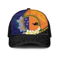 PNG Niu Ailan Mesh Trucker Cap Papua New Guinea Plumeria Melanesian Pattern - Polynesian Pride