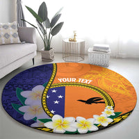 Personalised PNG Niu Ailan Round Carpet Papua New Guinea Plumeria Melanesian Pattern - Polynesian Pride