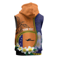 Personalised PNG Niu Ailan Sleeveless Hoodie Papua New Guinea Plumeria Melanesian Pattern - Polynesian Pride