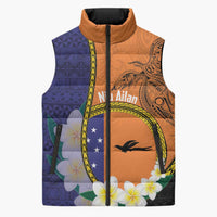 Personalised PNG Niu Ailan Sleeveless Puffer Jacket Papua New Guinea Plumeria Melanesian Pattern - Polynesian Pride