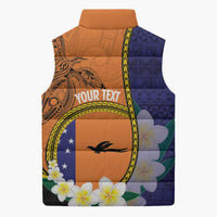 Personalised PNG Niu Ailan Sleeveless Puffer Jacket Papua New Guinea Plumeria Melanesian Pattern - Polynesian Pride