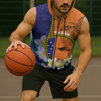 Personalised PNG Niu Ailan Sleeveless Zip Hoodie Papua New Guinea Plumeria Melanesian Pattern - Polynesian Pride