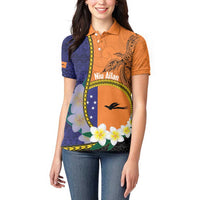 Personalised PNG Niu Ailan Women Polo Shirt Papua New Guinea Plumeria Melanesian Pattern - Polynesian Pride