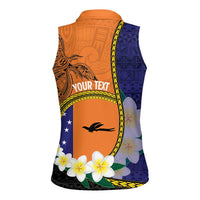 Personalised PNG Niu Ailan Women Sleeveless Polo Shirt Papua New Guinea Plumeria Melanesian Pattern - Polynesian Pride