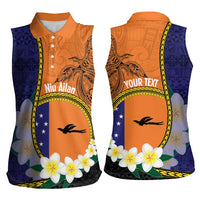 Personalised PNG Niu Ailan Women Sleeveless Polo Shirt Papua New Guinea Plumeria Melanesian Pattern - Polynesian Pride