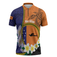 Personalised PNG Niu Ailan Zipper Polo Shirt Papua New Guinea Plumeria Melanesian Pattern - Polynesian Pride