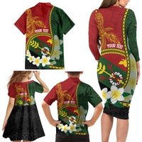 Personalised PNG Simbu Provins Family Matching Long Sleeve Bodycon Dress and Hawaiian Shirt Papua New Guinea Plumeria Melanesian Pattern - Polynesian Pride