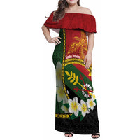 Personalised PNG Simbu Provins Family Matching Off Shoulder Maxi Dress and Hawaiian Shirt Papua New Guinea Plumeria Melanesian Pattern - Polynesian Pride