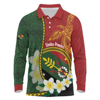 Personalised PNG Simbu Provins Long Sleeve Polo Shirt Papua New Guinea Plumeria Melanesian Pattern - Polynesian Pride