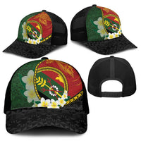 PNG Simbu Provins Mesh Trucker Cap Papua New Guinea Plumeria Melanesian Pattern - Polynesian Pride