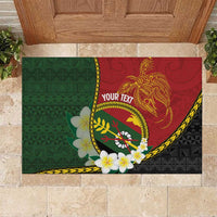 Personalised PNG Simbu Provins Rubber Doormat Papua New Guinea Plumeria Melanesian Pattern - Polynesian Pride