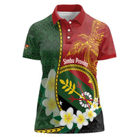 Personalised PNG Simbu Provins Women Polo Shirt Papua New Guinea Plumeria Melanesian Pattern - Polynesian Pride