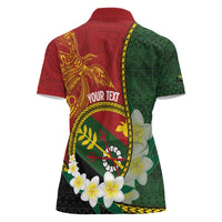 Personalised PNG Simbu Provins Women Polo Shirt Papua New Guinea Plumeria Melanesian Pattern - Polynesian Pride