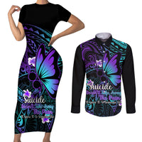 Polynesia Suicide Prevention Awareness Couples Matching Short Sleeve Bodycon Dress and Long Sleeve Button Shirts Your Life Is Worth Living For Polynesian Purple Pattern LT14 Purple - Polynesian Pride