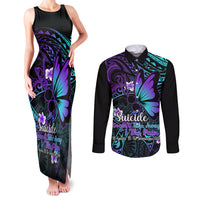 Polynesia Suicide Prevention Awareness Couples Matching Tank Maxi Dress and Long Sleeve Button Shirts Your Life Is Worth Living For Polynesian Purple Pattern LT14 Purple - Polynesian Pride
