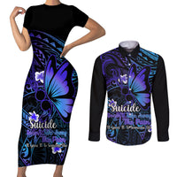 Polynesia Suicide Prevention Awareness Couples Matching Short Sleeve Bodycon Dress and Long Sleeve Button Shirts Your Life Is Worth Living For Polynesian Blue Pattern LT14 Gold - Polynesian Pride