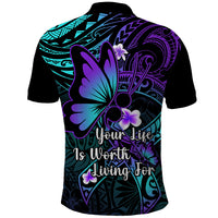 Polynesia Suicide Prevention Awareness Polo Shirt Your Life Is Worth Living For Polynesian Blue Pattern LT14 - Polynesian Pride