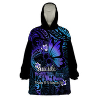 Polynesia Suicide Prevention Awareness Wearable Blanket Hoodie Your Life Is Worth Living For Polynesian Blue Pattern LT14 One Size Blue - Polynesian Pride