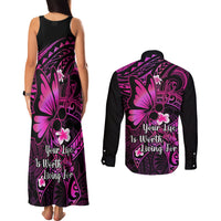 Polynesia Suicide Prevention Awareness Couples Matching Tank Maxi Dress and Long Sleeve Button Shirts Your Life Is Worth Living For Polynesian Pink Pattern LT14 - Polynesian Pride