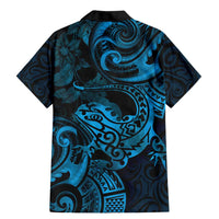 New Zealand Tuatara Family Matching Mermaid Dress and Hawaiian Shirt Aotearoa Maori Clematis Flowers - Blue LT14 - Polynesian Pride