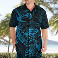New Zealand Tuatara Hawaiian Shirt Aotearoa Maori Clematis Flowers - Blue LT14 - Polynesian Pride