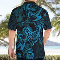 New Zealand Tuatara Hawaiian Shirt Aotearoa Maori Clematis Flowers - Blue LT14 - Polynesian Pride