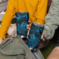 New Zealand Tuatara Tumbler Cup Aotearoa Maori Clematis Flowers - Blue