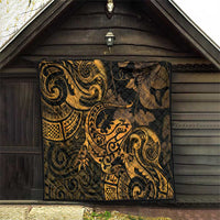 New Zealand Tuatara Quilt Aotearoa Maori Clematis Flowers - Gold LT14 - Polynesian Pride
