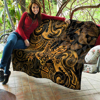 New Zealand Tuatara Quilt Aotearoa Maori Clematis Flowers - Gold LT14 - Polynesian Pride