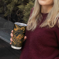 New Zealand Tuatara Tumbler Cup Aotearoa Maori Clematis Flowers - Gold LT14 - Polynesian Pride