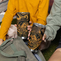 New Zealand Tuatara Tumbler Cup Aotearoa Maori Clematis Flowers - Gold LT14 - Polynesian Pride