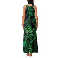 New Zealand Tuatara Family Matching Tank Maxi Dress and Hawaiian Shirt Aotearoa Maori Clematis Flowers - Green LT14 - Polynesian Pride