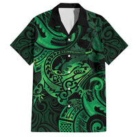 New Zealand Tuatara Hawaiian Shirt Aotearoa Maori Clematis Flowers - Green LT14 Green - Polynesian Pride