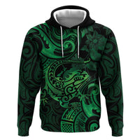 New Zealand Tuatara Hoodie Aotearoa Maori Clematis Flowers - Green LT14 Pullover Hoodie Green - Polynesian Pride